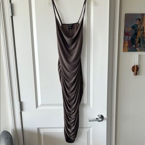 Elegant mauve draped dress